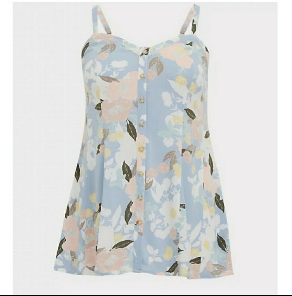 NWT Torrid Blue Button Up Fit & Flare Tank